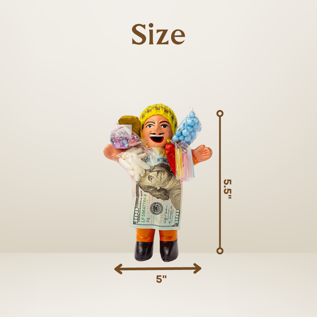 Ekeko God of Abundance - Doll for prosperity and good luck - 3"/5.5"/7"/13" tall