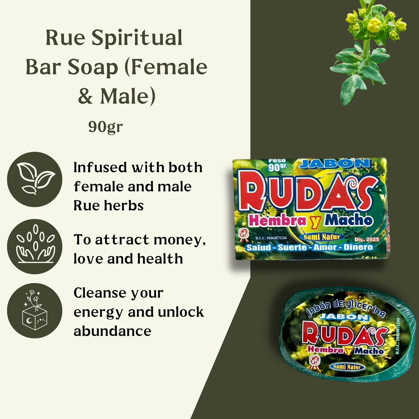 Rue Soap Bar (Female and Male) - Attract abundance, money and prosperity